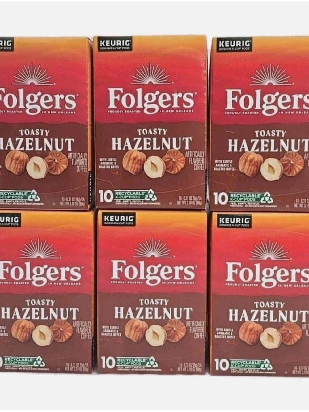 Folgers Toasty Hazelnut Flavored Coffee Keurig K-Cup 6-PACK 60 Pods